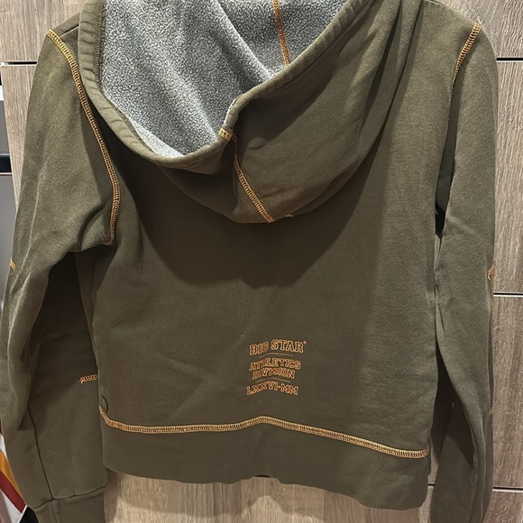 BIG STAR khaki hoodie with orange contrast stitching size Small - Picture 4 of 4